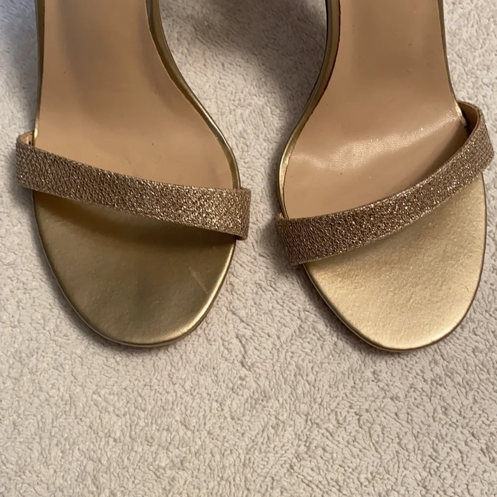 Didifu heels glitter gold stiletto open front ankle strap 4.5” heels Size 8.5